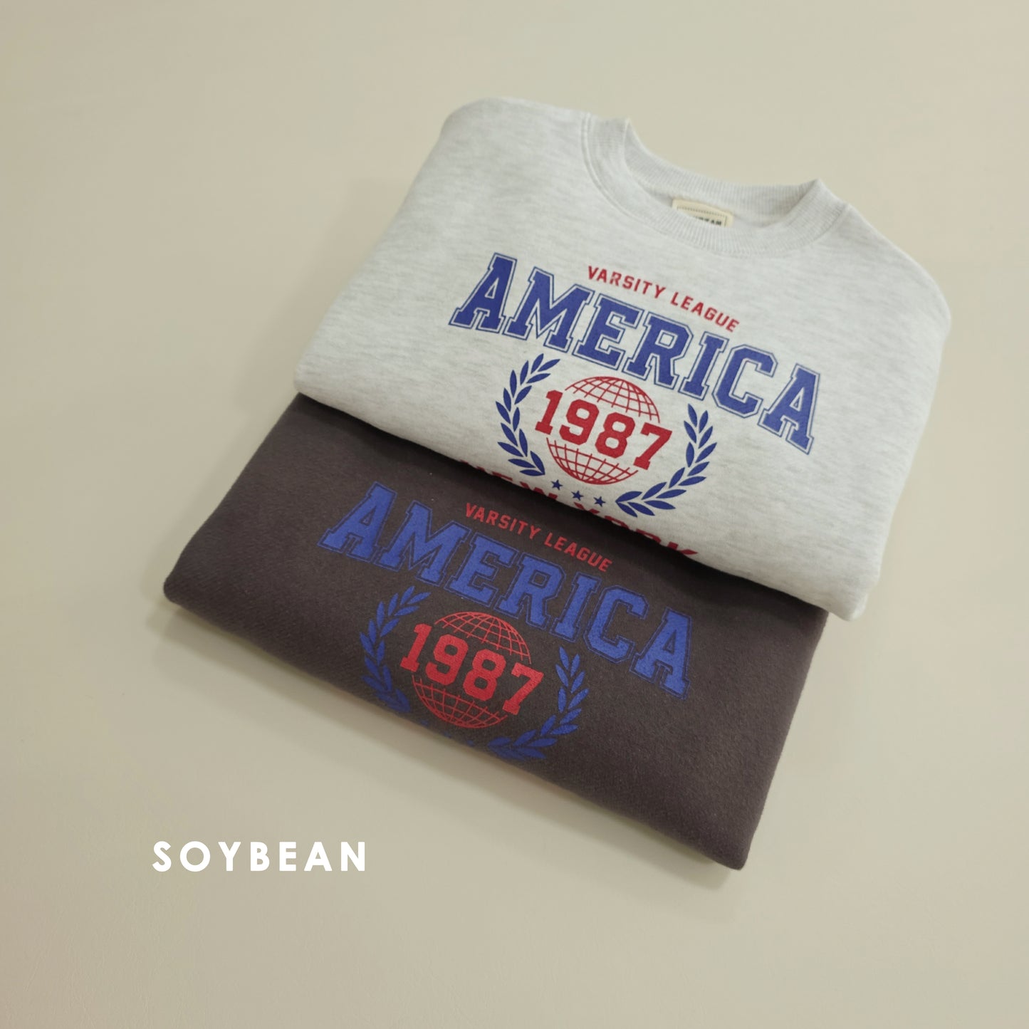 (Pre-order) Soybean Kids Winter - America Fleece-Lined Top & Bottom Set 아메리카양기모상하 (2 Colors)
