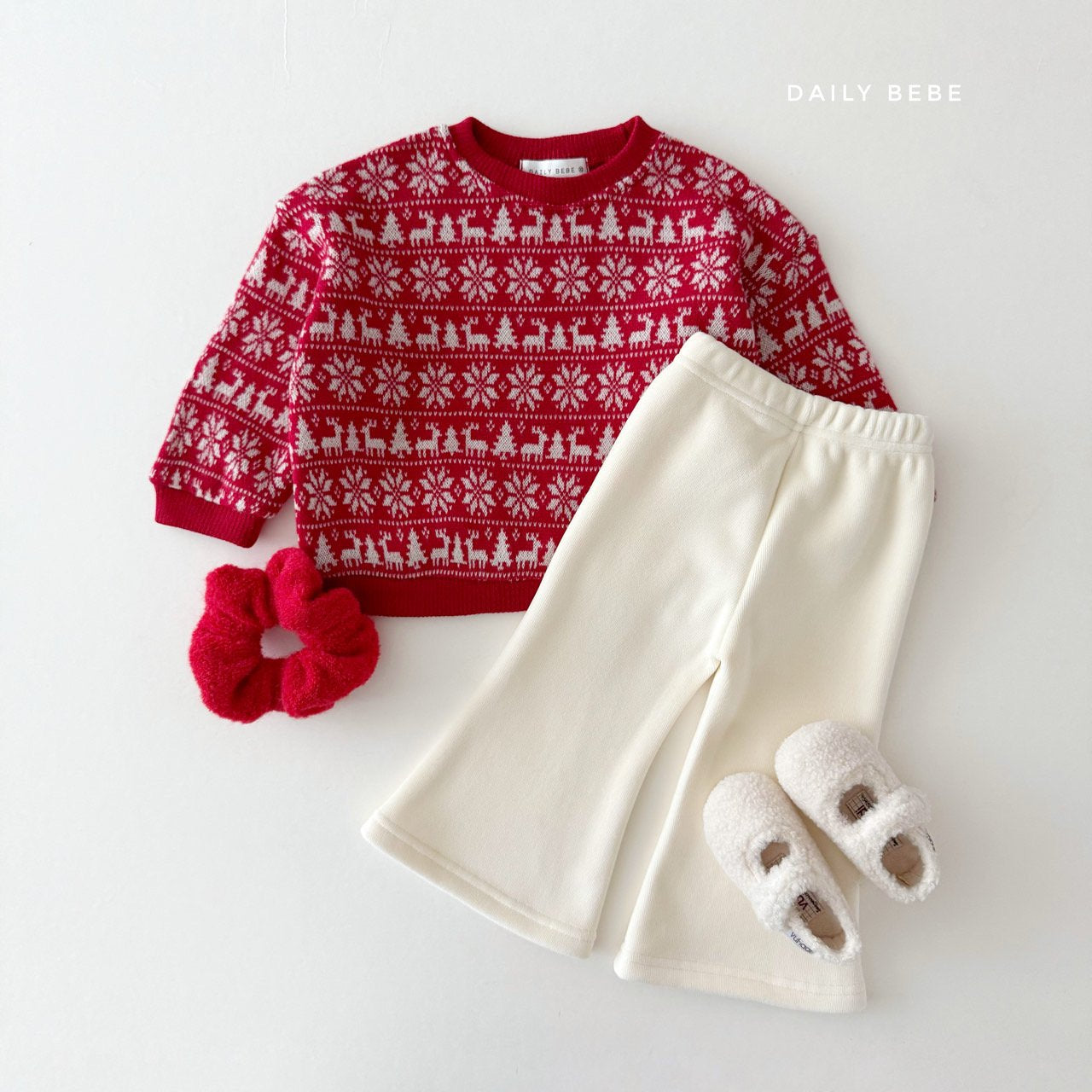 (Pre-order) Daily Bebe Winter - Kids' Holiday Jacquard Knit Sweatshirt 쟈가드맨투맨 (2 Colors)