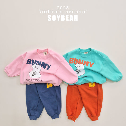 (Pre-order) Soybean Kids - Cloud Bunny Color Block Top & Bottom Set 구름토끼배색상하복 (2 Colors)