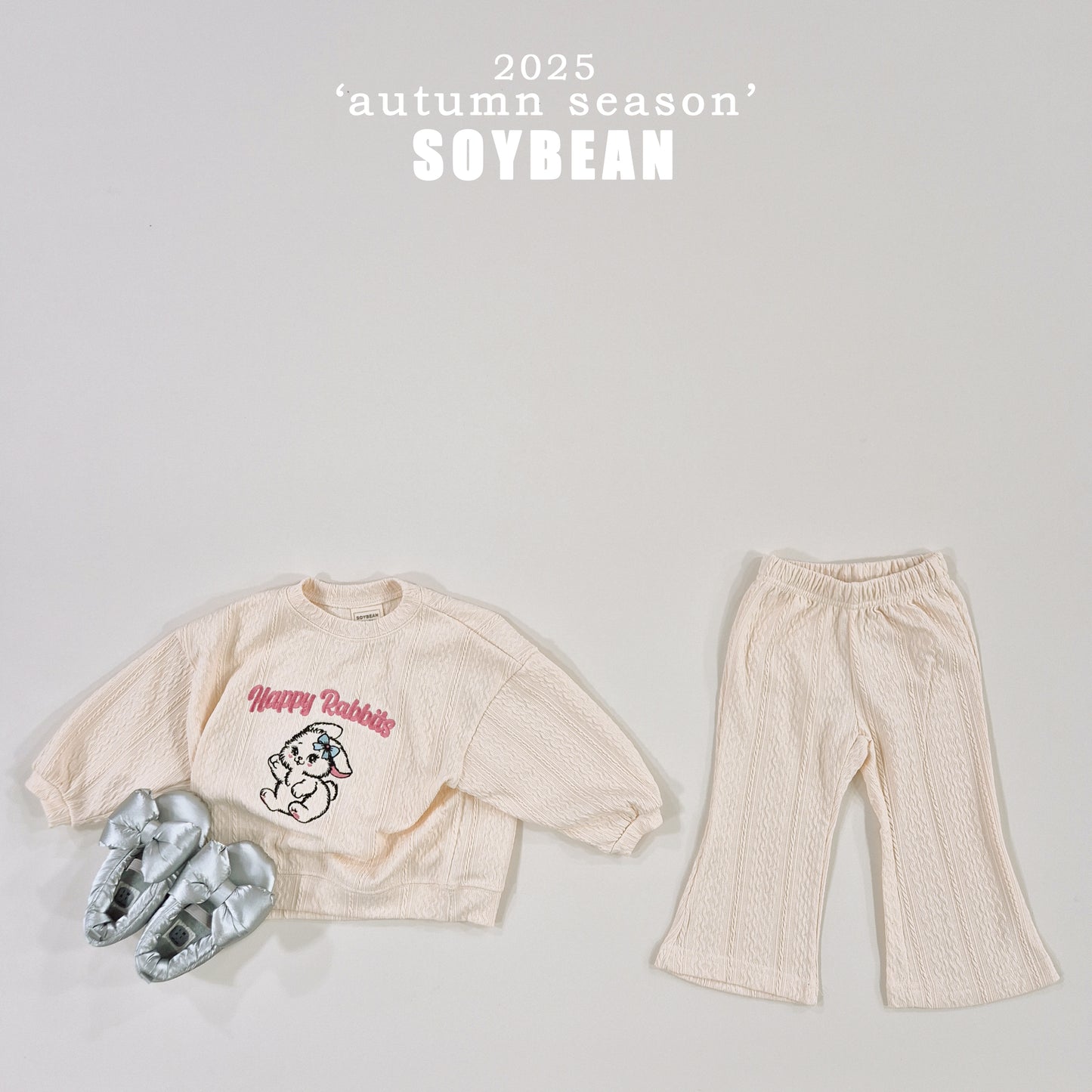 (Pre-order) Soybean Kids - Rabbit Knit Top & Bottom Set 레빗니트상하복 (2 Colors)