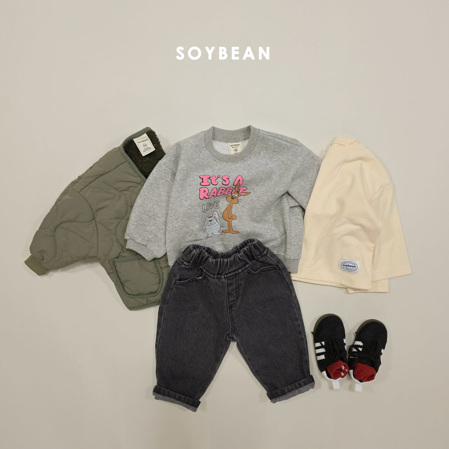 (Pre-order) Soybean Kids Winter - Cozy Tapered Fleece-Lined Denim Pants 포근테이퍼드데님팬츠 (2 Colors)