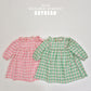 (Pre-order) Soybean Kids - Check Flower Embroidery Dress 체크플라워원피스 (2 Colors)