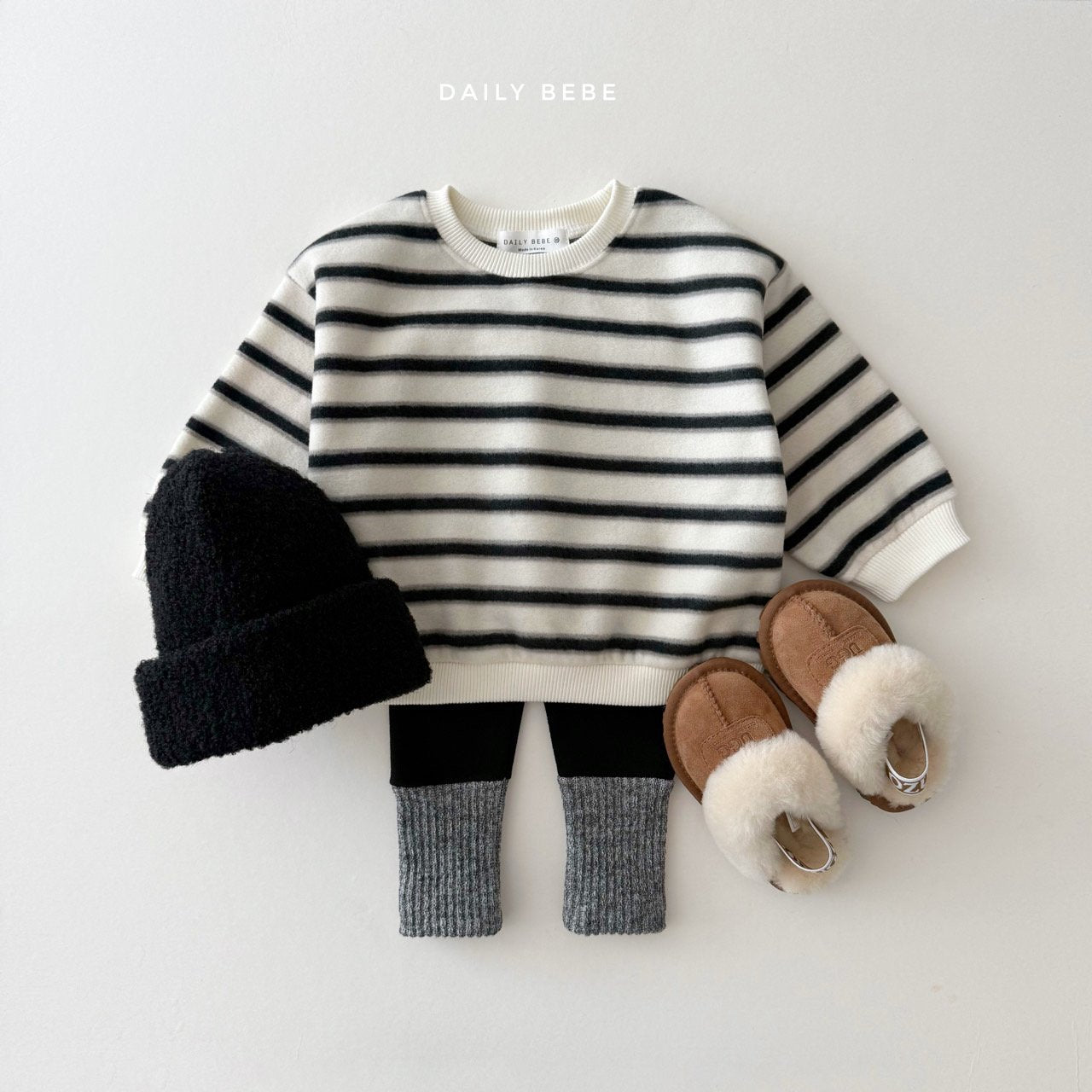 (Pre-order) Daily Bebe Winter - Fleece Cozy Print Sweatshirt 후리스 맨투맨 (4 Colors)