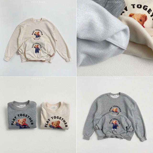 (Pre-order) OOTTBEBE - Play Together Bear Sweatshirt 플레이투게더맨투맨 (2 Colors)