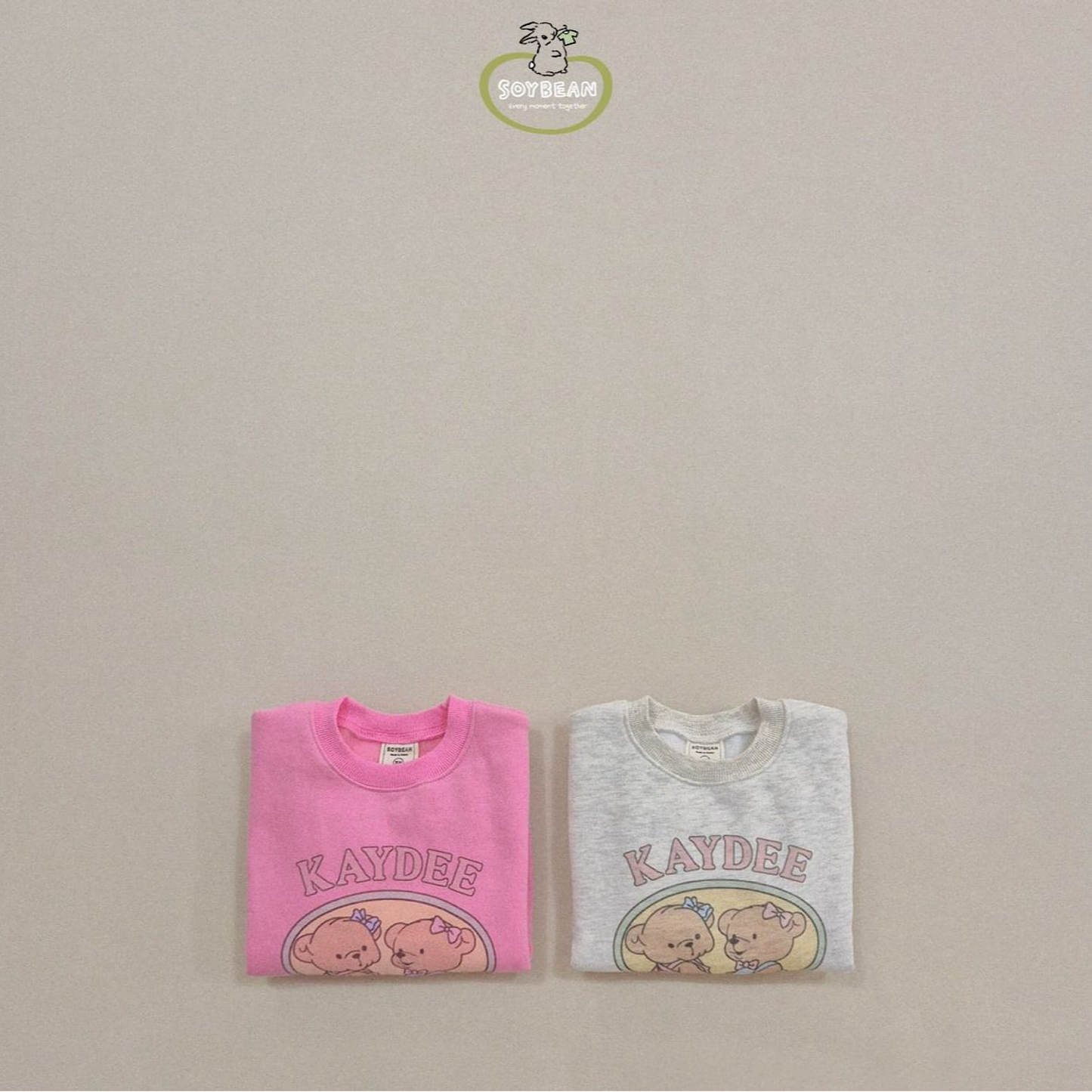 (Pre-order) Soybean Kids - Little Bear Fleece-Lined Sweatshirt 양기모리틀베어맨투맨 (2 Colors)