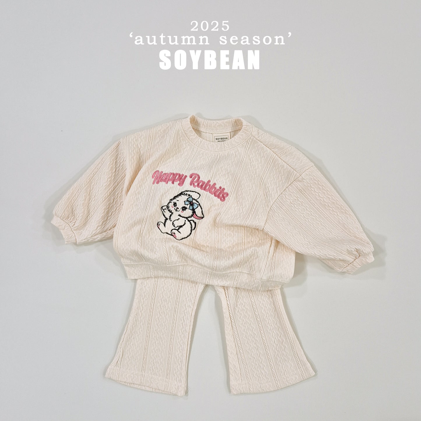(Pre-order) Soybean Kids - Rabbit Knit Top & Bottom Set 레빗니트상하복 (2 Colors)