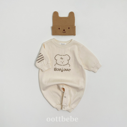 (Pre-order) OOTTBEBE - Bonjour Puppy Bodysuit 봉쥬르퍼피전신수트 (2 Colors)