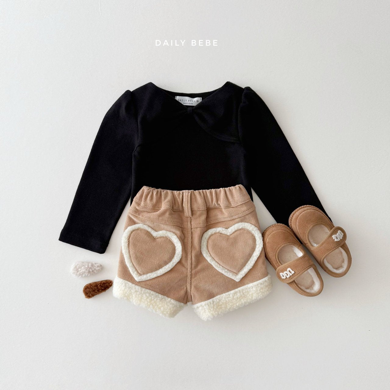 (Pre-order) Daily Bebe Winter - Kids' Ribbon Shoulder Top 리본 숄더티 (3 Colors)