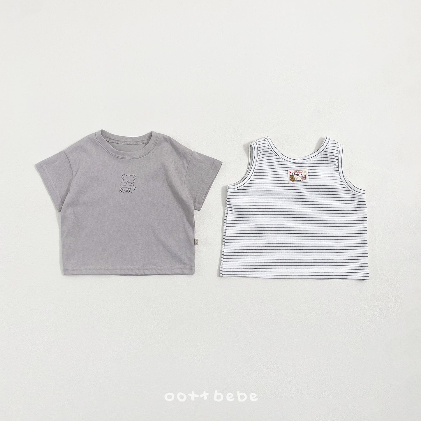 (Pre-order) OOTTBEBE Summer - Sherbet 1+1 Tee Set (Kids) 샤베트 1+1티셔츠 (5 Colors)