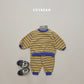 (Pre-order) Soybean Kids Winter - Color Block Stripe Fleece-Lined Top & Bottom Set 톡톡줄배색상하복 (3 Colors)