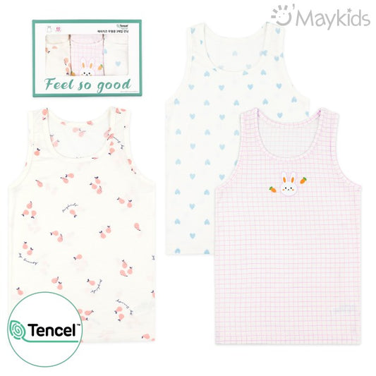 (Pre-Order) MayKids - Fresh Rabbit Modal Girls’ Camisole (3-pack)