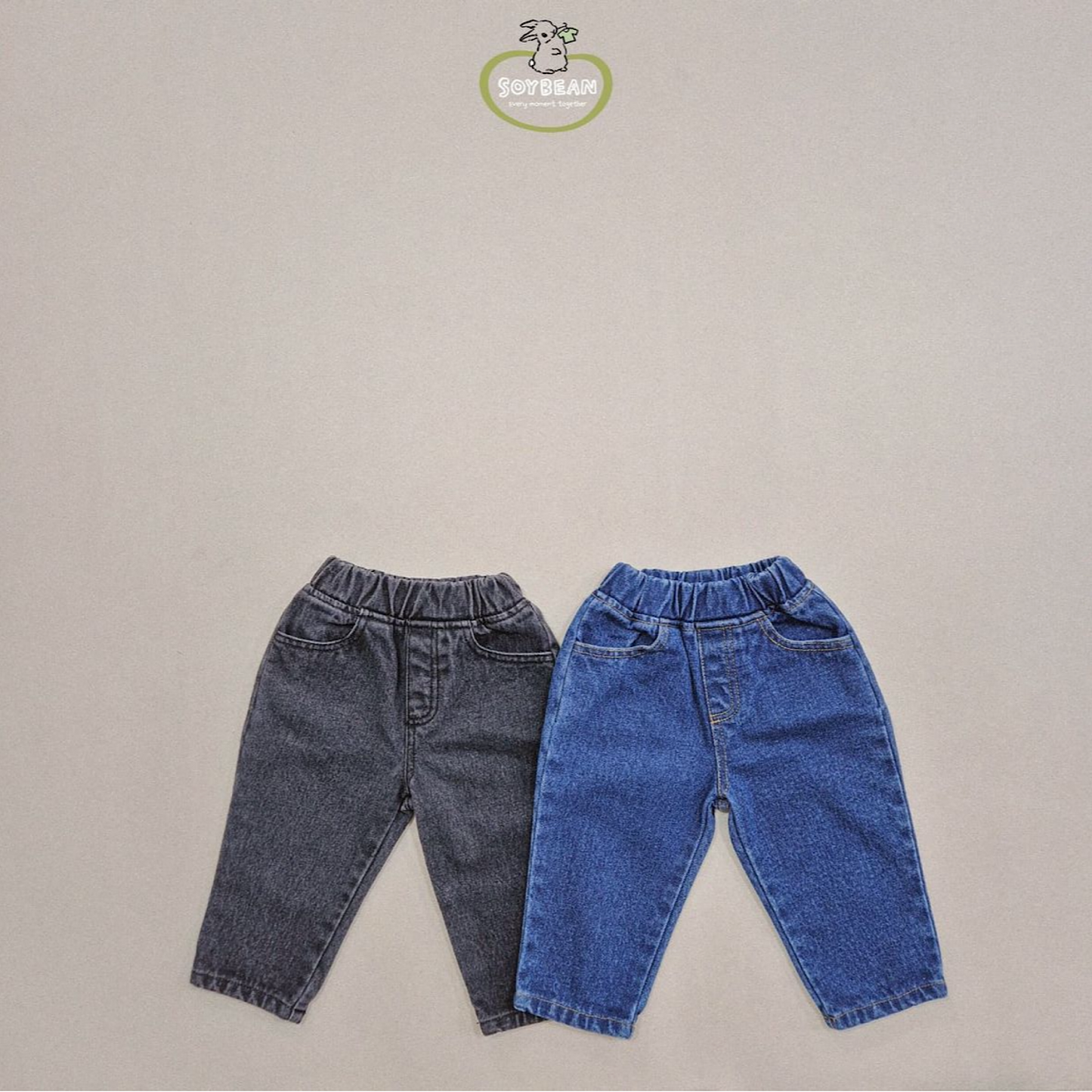 (Pre-order) Soybean Kids - Fleece-Lined Tapered Denim Pants 기모테이퍼드데님팬츠 (2 Colors)