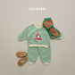 (Pre-order) Soybean Kids Winter - Snowball Stripe Fleece-Lined Top & Bottom Set 스노우볼단가라상하 (3 Colors)