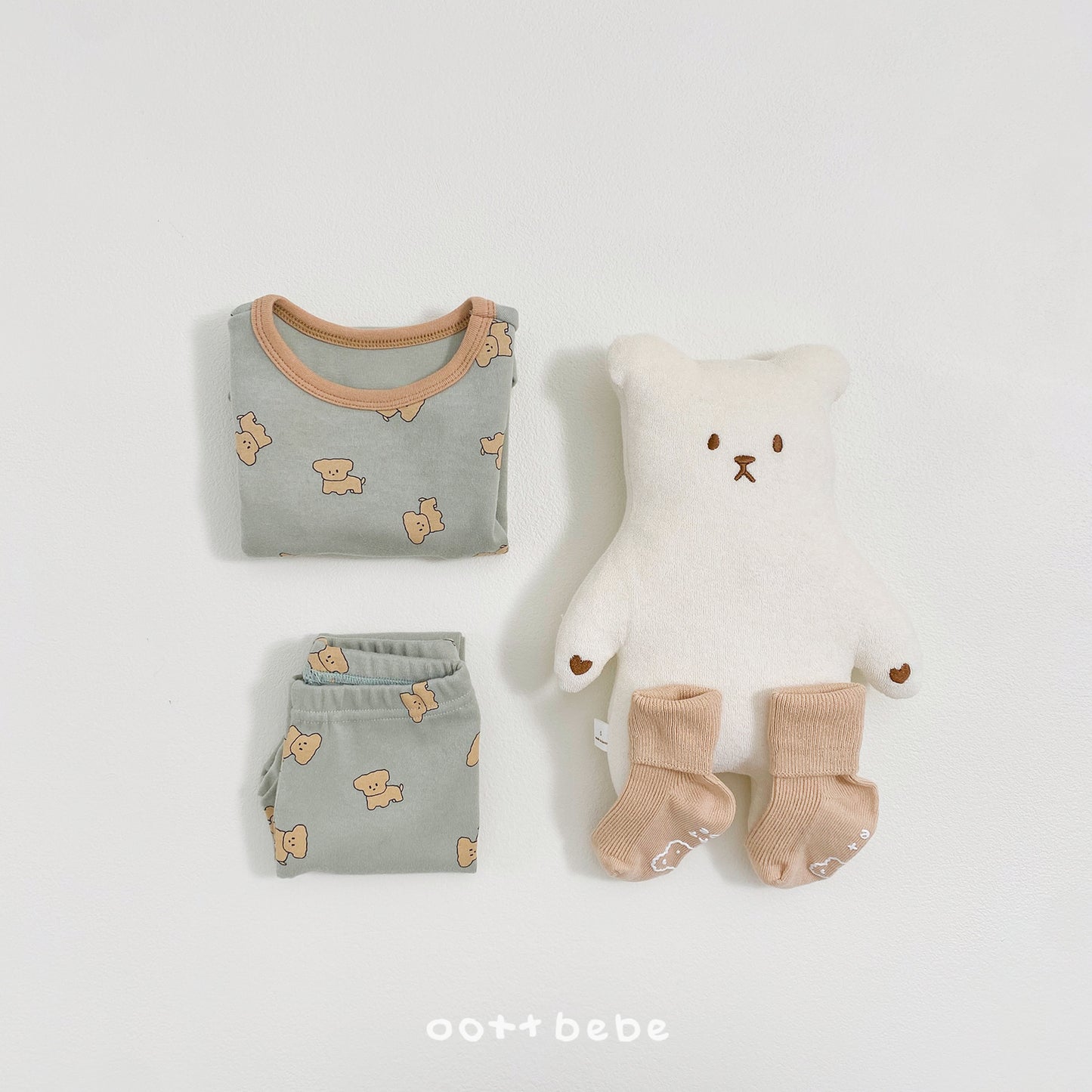 (Pre-order) OOTTBEBE Winter - Mung-Mung Pajama Set 멍멍실내복 (2 Colors)