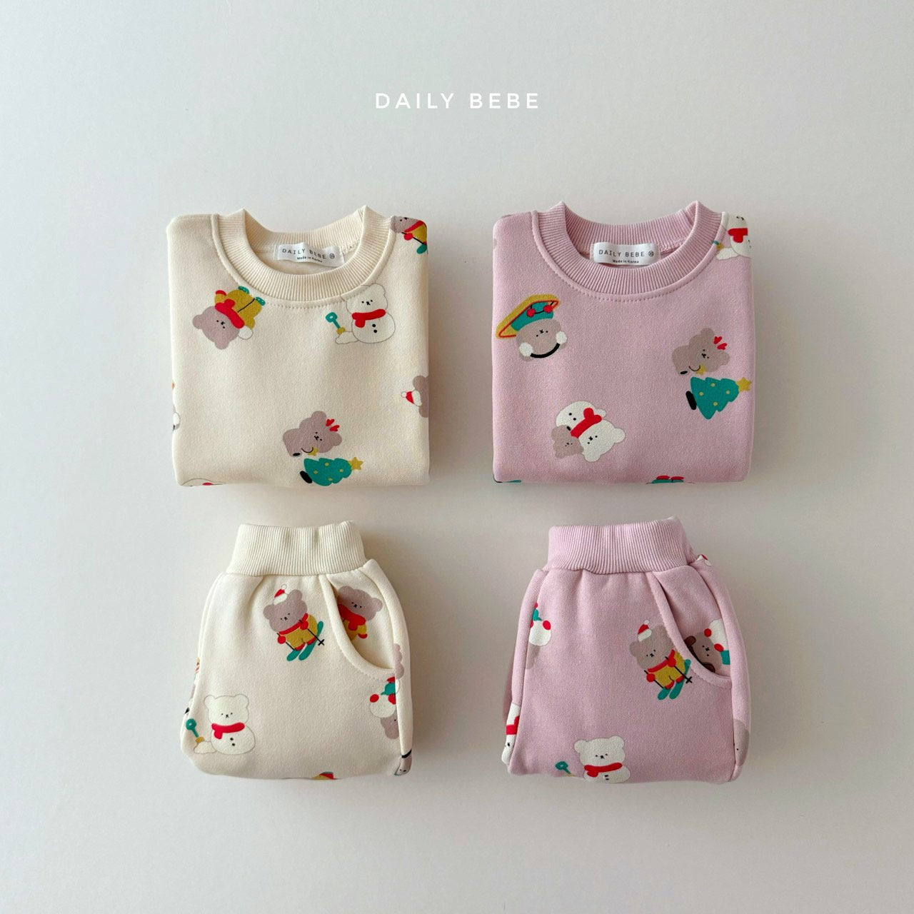 (Pre-order) Daily Bebe - Kids’ Winter Fun Top & Bottom Set 눈놀이상하셋트 (2 Colors)