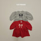 (Pre-order) Soybean Kids Winter - Ribbon Fleece-Lined Sweatshirt Dress 리본양기모맨투맨OPS (2 Colors)