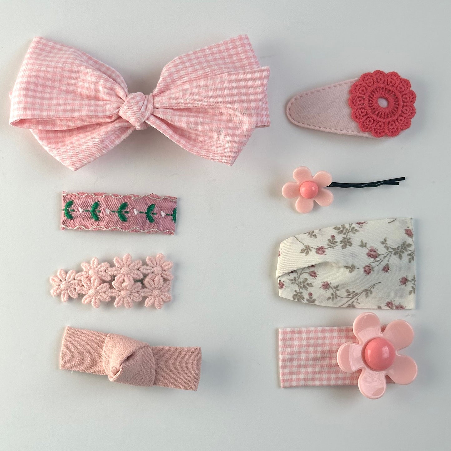 (Chenny Bong Bong) Kids’ Pink Lovely Hair Clips 8-piece Set