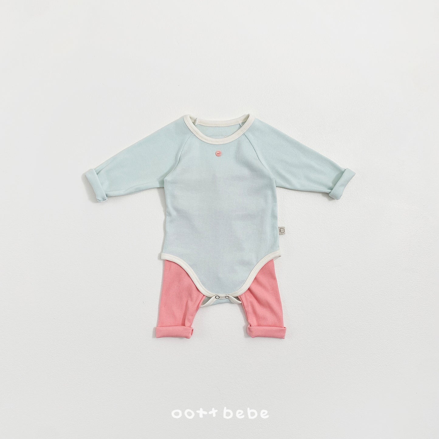 (Pre-order) OOTTBEBE Spring - Picnic Modal Ribbed Romper & Leggings Set 피크닉슈트세트 (3 Colors)