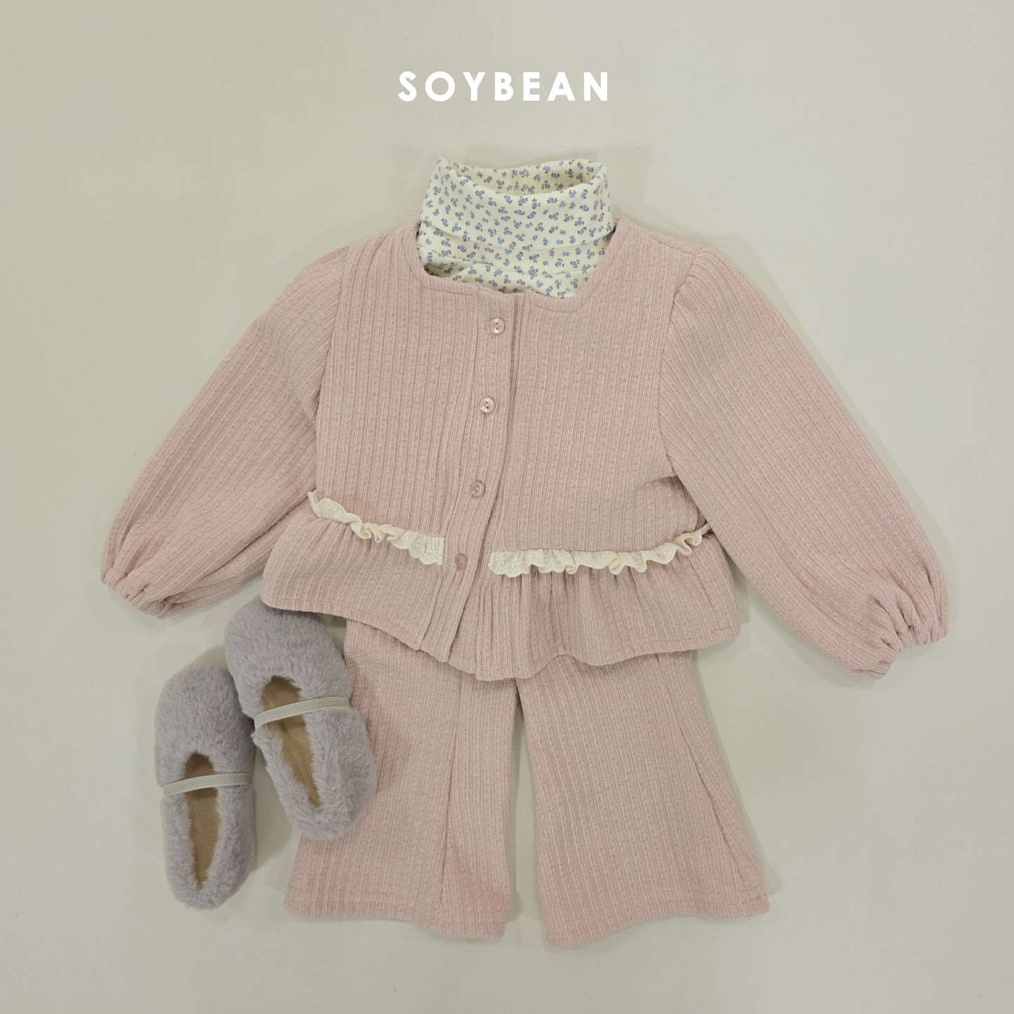 (Pre-order) Soybean Kids Winter - Mochi Square Top & Bottom Set 모찌스퀘어상하 (2 Colors)