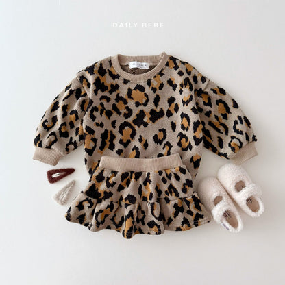 (Pre-order) Daily Bebe - Kids’ Leopard Skirt Set 레오파드세트 (2 Colors)