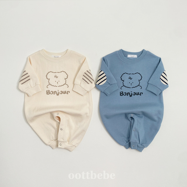 (Pre-order) OOTTBEBE - Bonjour Puppy Bodysuit 봉쥬르퍼피전신수트 (2 Colors)