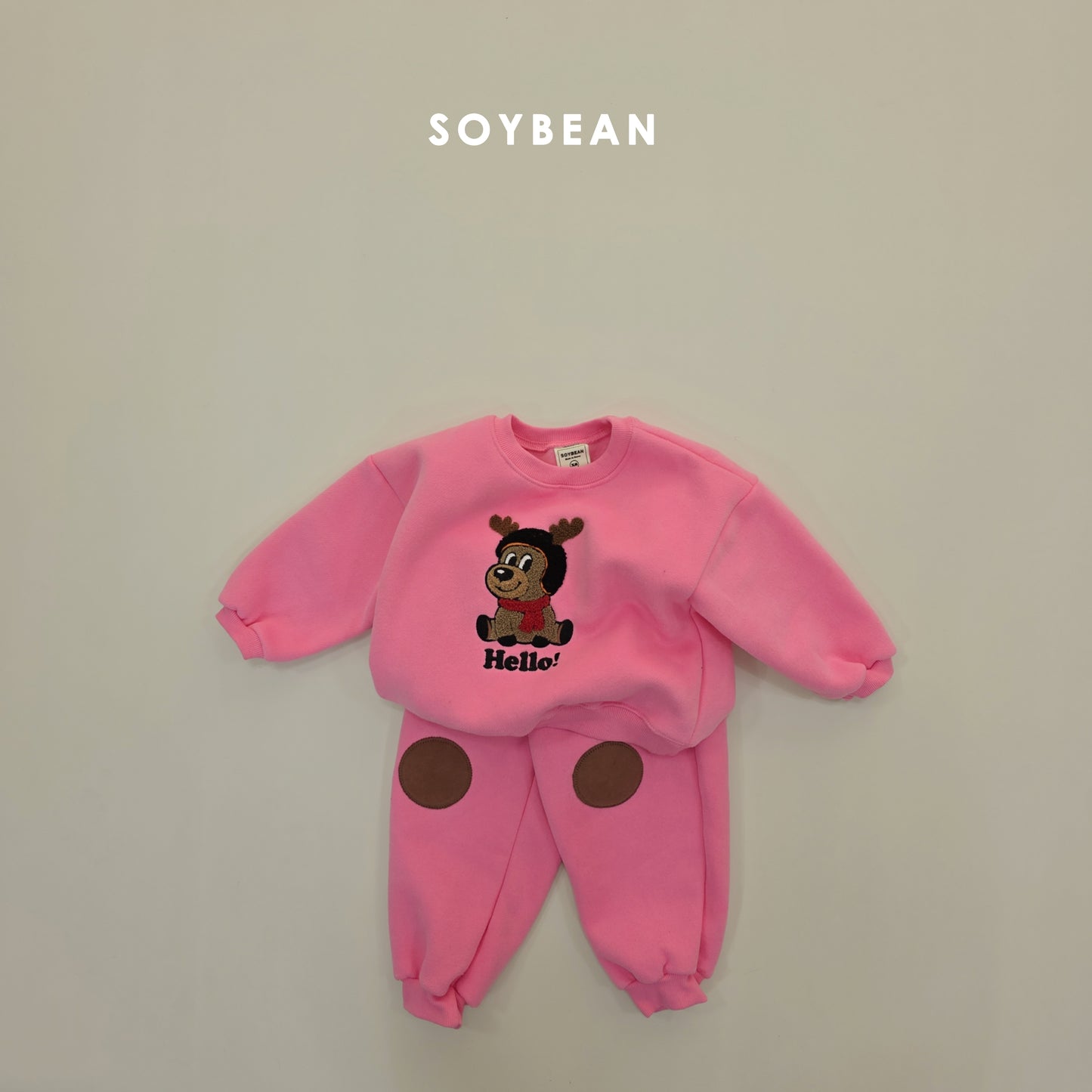 (Pre-order) Soybean Kids Winter - Hello Boucle Rudolph Top & Bottom Set 헬로부클루돌프상하 (2 Colors)