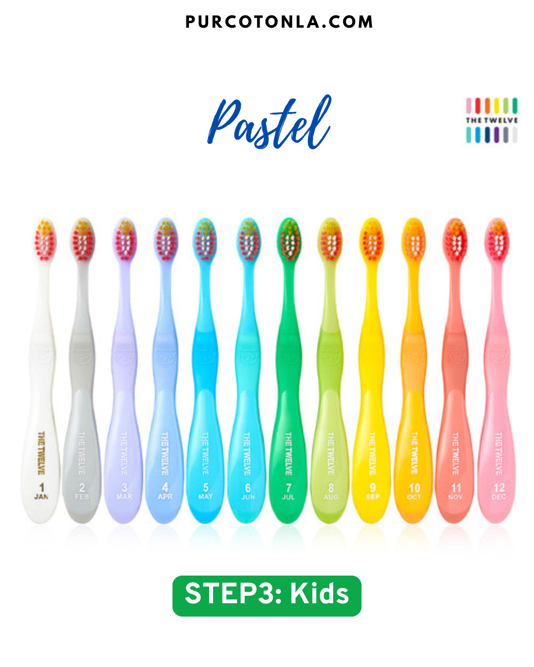 (The Twelve) Kids’ Toothbrush Set: Step 3 (Kids) (12pcs)