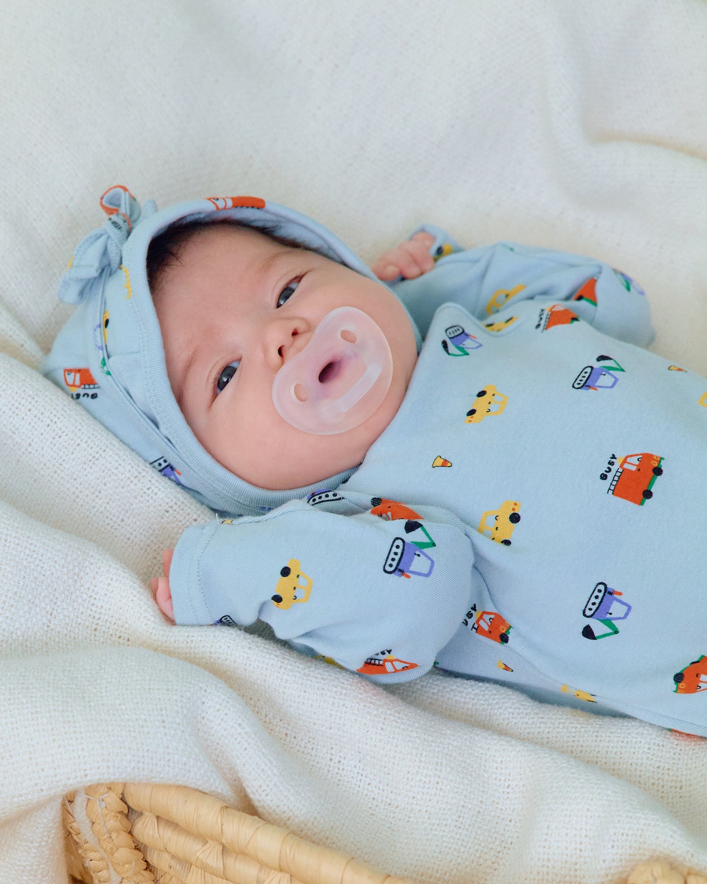 (Pre-order) OOTTBEBE Fall - Cute Car Romper & Bonnet Set 자동차슈트세트 (2 Colors)
