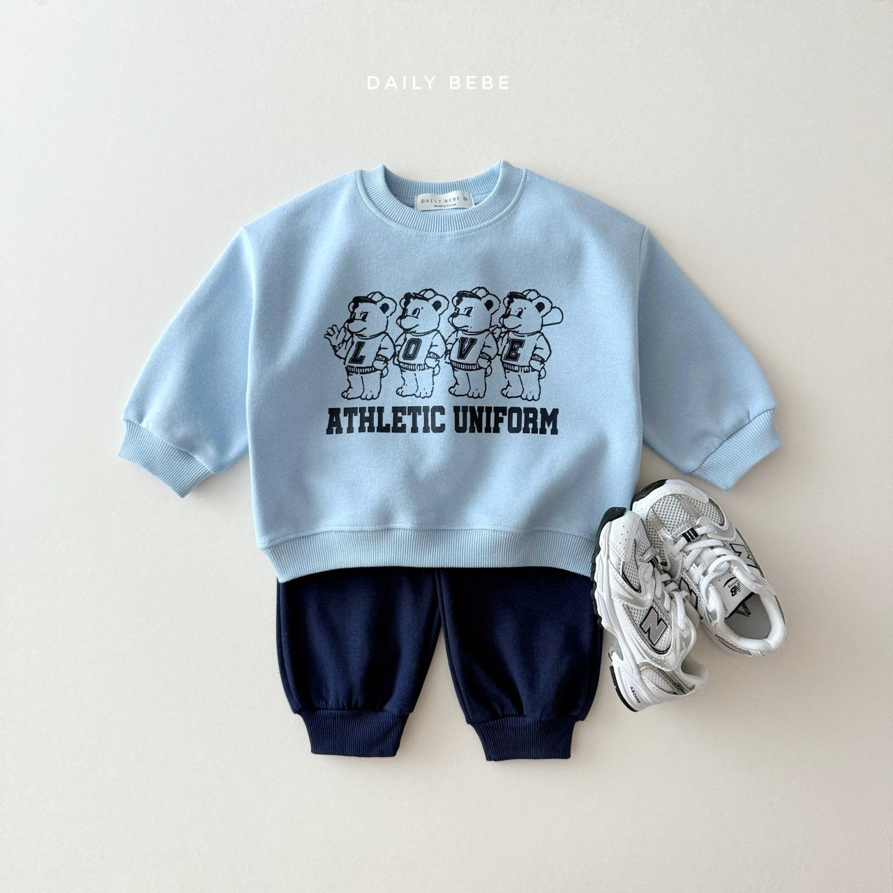 (Pre-order) Daily Bebe - Kids’ Four Bear Top & Bottom Set 곰네마리 상하세트 (2 Colors)