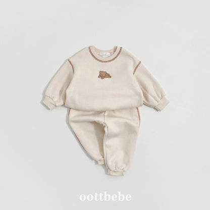 (Pre-order) OOTTBEBE Winter - Cozy Bear Top & Bottom Set 쿨쿨베어상하복 (2 Colors)