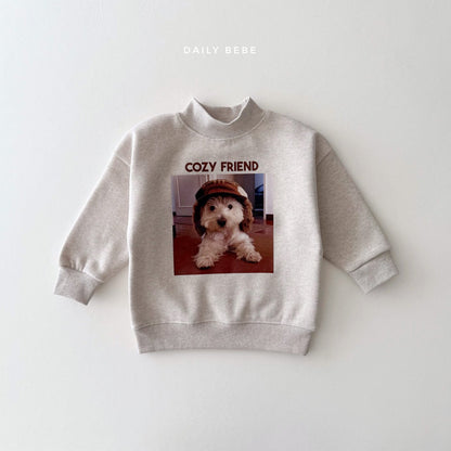 (Pre-order) Daily Bebe - Kids' Puppy Mock-Neck Sweatshirt 강아지 반목 맨투맨 (2 Colors)