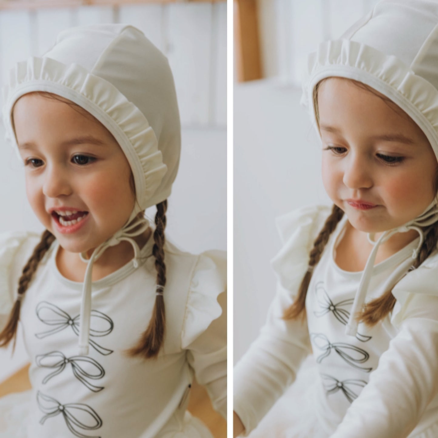 (Pre-order) KoongsKoongs Kids’ Premium Elina Rash Guard Dress Set (Cream Lemon)