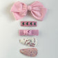 (Chenny Bong Bong) Kids’ Pink Check Hair Clips 5-piece Set