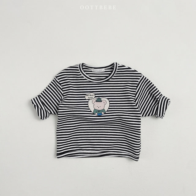 (Pre-order) OOTTBEBE - Friends Striped Play Tee 프렌즈단가라랍빠티 (2 Colors)