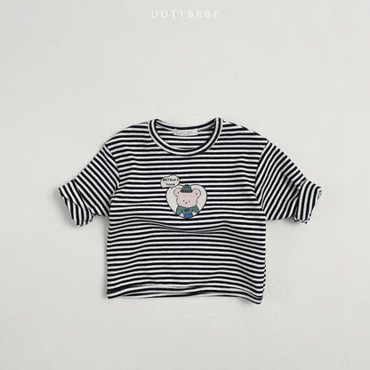 (Pre-order) OOTTBEBE - Friends Striped Play Tee 프렌즈단가라랍빠티 (2 Colors)