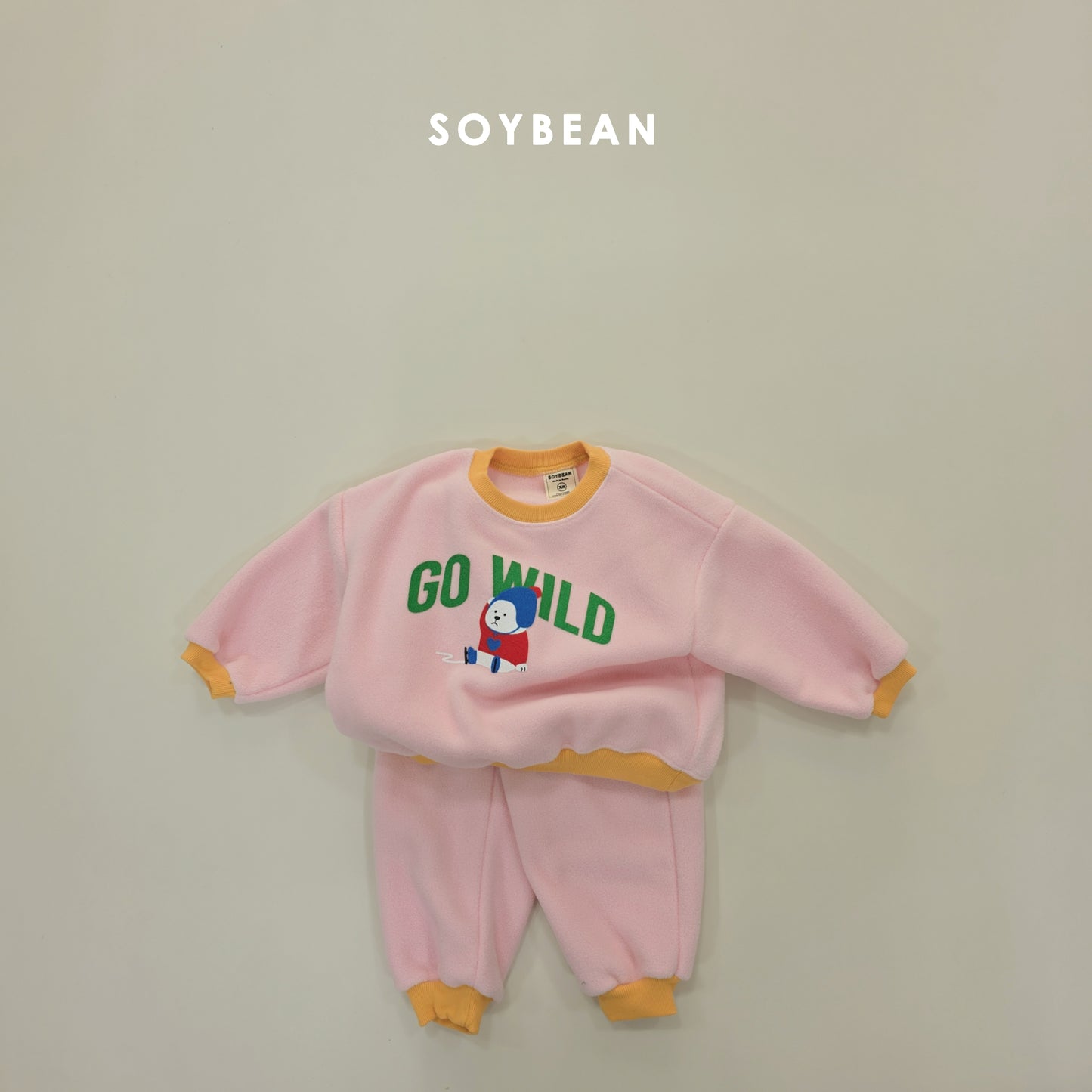 (Pre-order) Soybean Kids Winter - Baby Polar Bear Fleece Top & Bottom Set 아기백곰플리스상하복 (2 Colors)