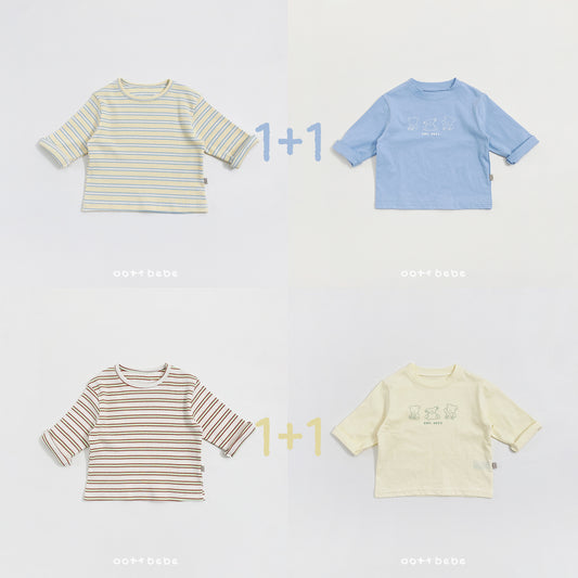 (Pre-order) OOTTBEBE Spring - Say OOTT 1+1 Kid Tee Set 세이오뜨1+1티셔츠 (4 Colors)