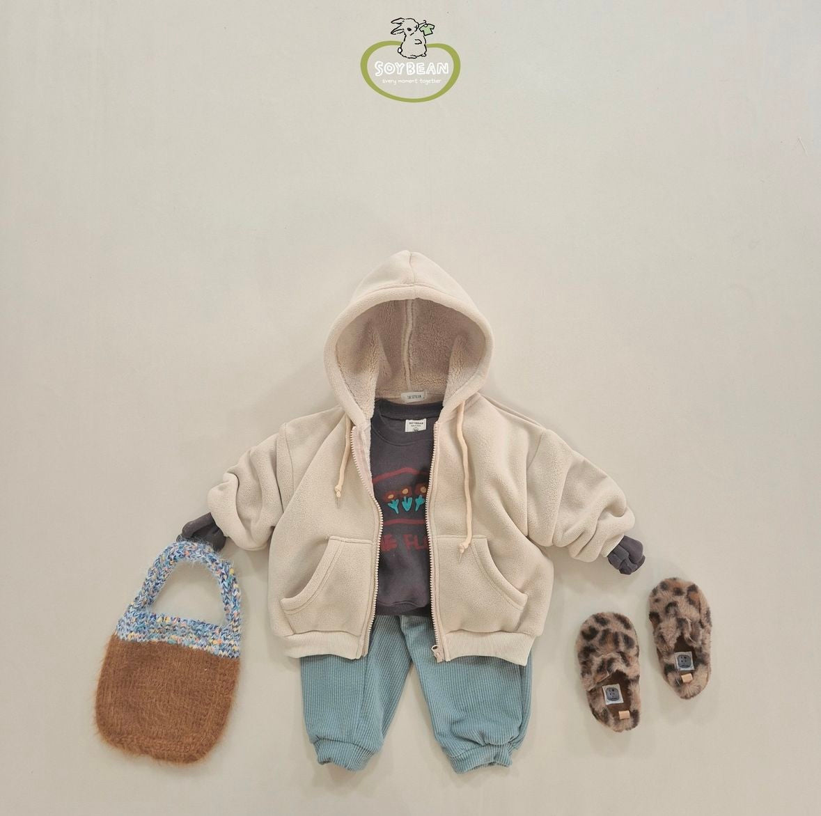 (Pre-order) Soybean Kids - Super Fleece Hooded Zip-Up 슈퍼플리스후드집업 (4 Colors)