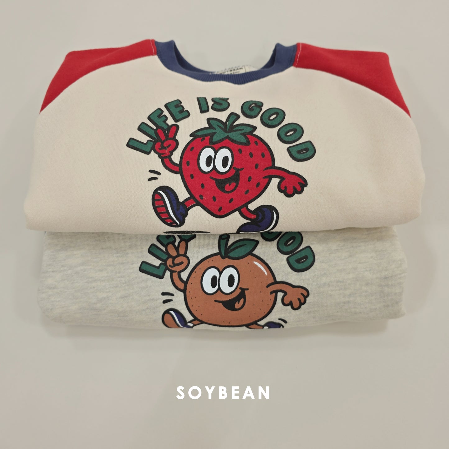 (Pre-order) Soybean Kids Winter - Fruit Raglan Fleece-Lined Sweatshirt 과일양기모맨투맨 (2 Colors)