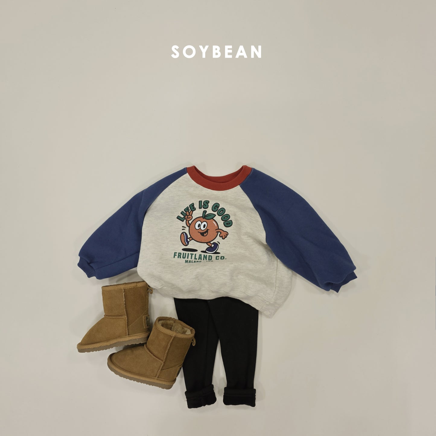 (Pre-order) Soybean Kids Winter - Fruit Raglan Fleece-Lined Sweatshirt 과일양기모맨투맨 (2 Colors)