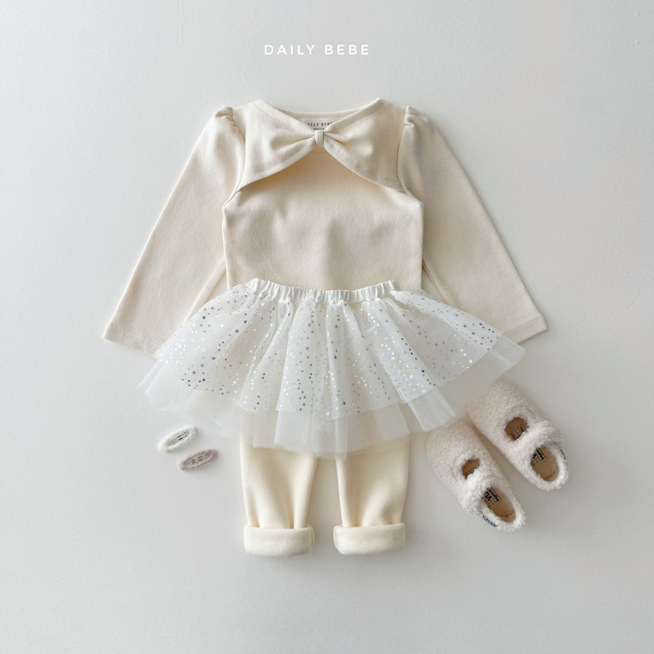 (Pre-order) Daily Bebe Winter - Kids' Ribbon Shoulder Top 리본 숄더티 (3 Colors)