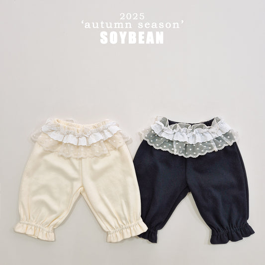 (Pre-order) Soybean Kids - Lace Layered Frill Pants 레이스캉프릴팬츠 (2 Colors)
