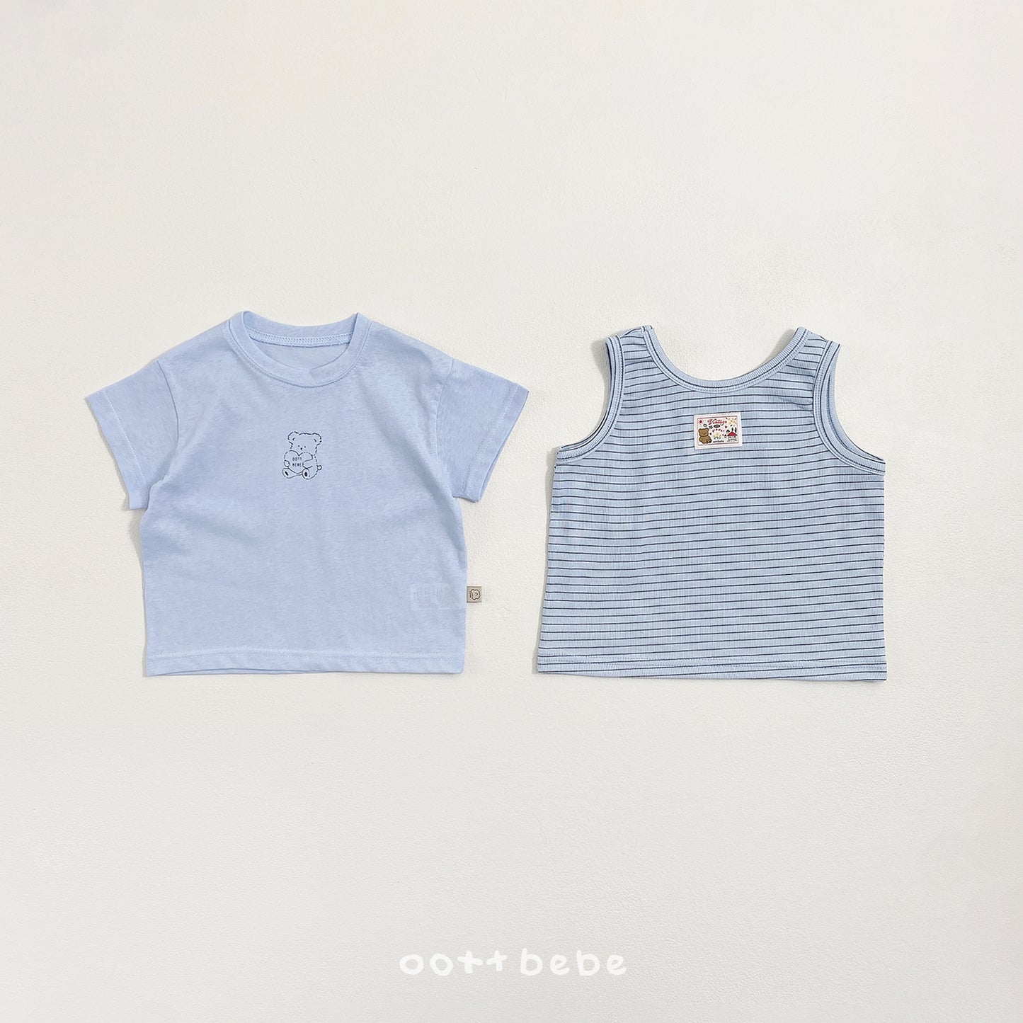 (Pre-order) OOTTBEBE Summer - Sherbet 1+1 Tee Set (Kids) 샤베트 1+1티셔츠 (5 Colors)