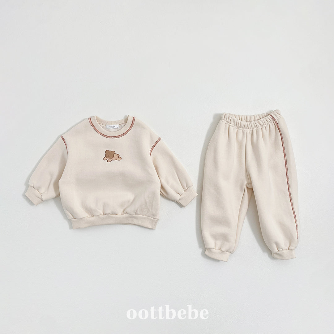 (Pre-order) OOTTBEBE Winter - Cozy Bear Top & Bottom Set 쿨쿨베어상하복 (2 Colors)