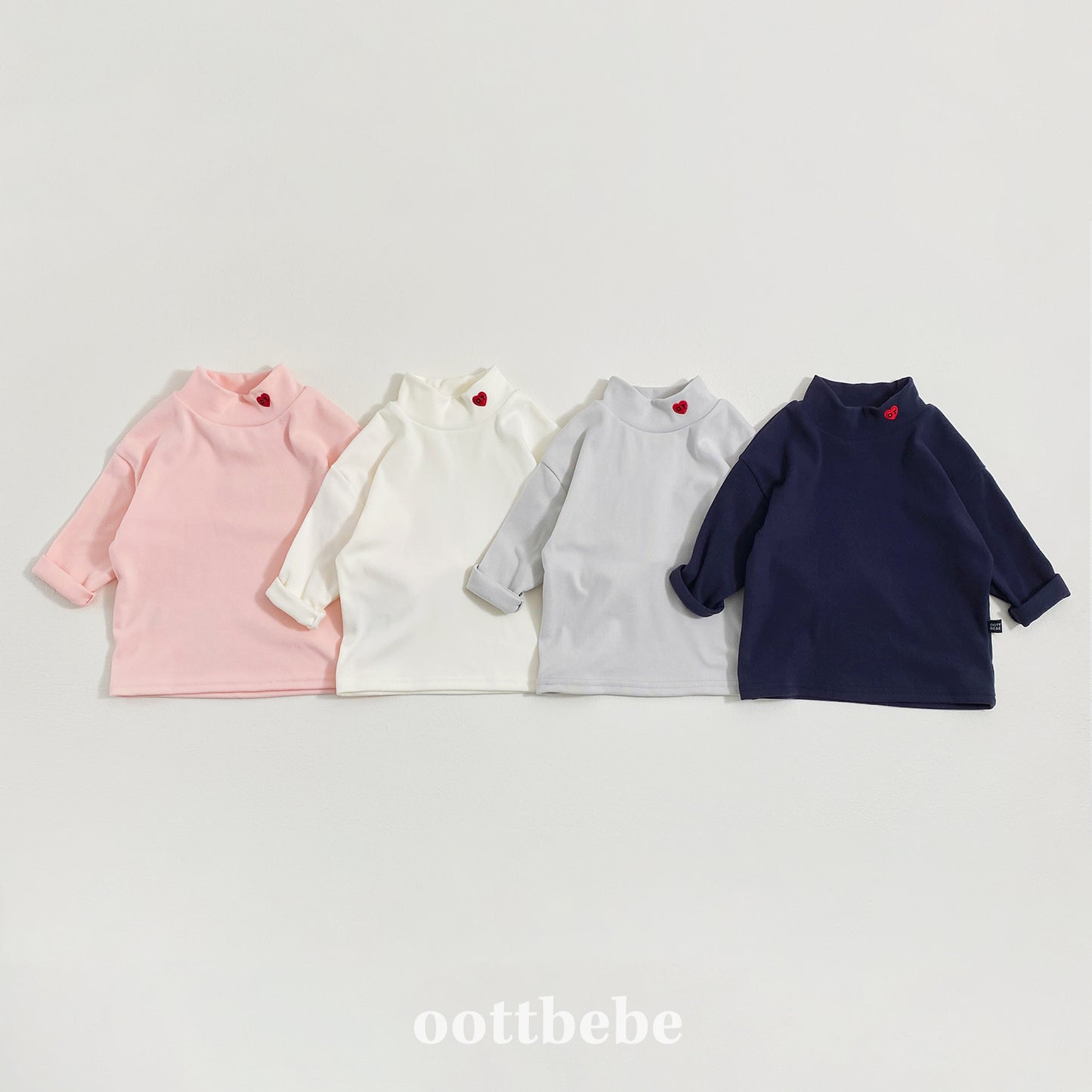 (Pre-order) OOTTBEBE Winter - Signature Heart Turtleneck Tee OT하트폴라티 (4 Colors)