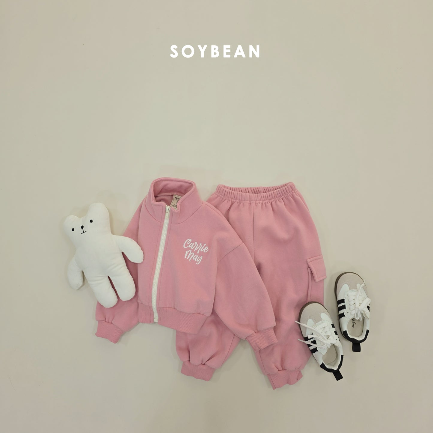 (Pre-order) Soybean Kids Winter - Zip-Up Cargo Fleece-Lined Top & Bottom Set 집업카고상하복 (2 Colors)