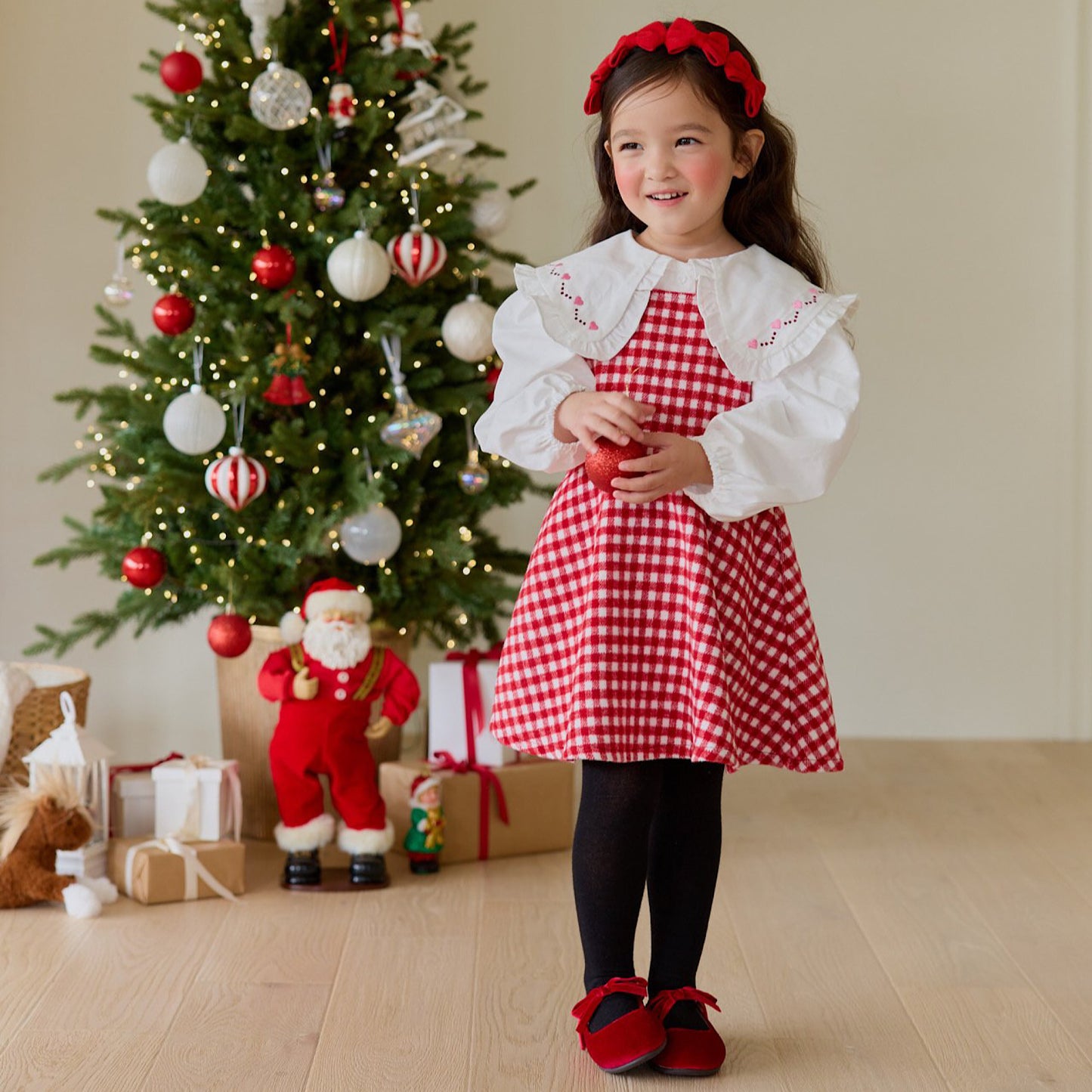 (Pre-order) Daily Bebe - Kids’ Christmas Eve Check Dress 이브체크원피스