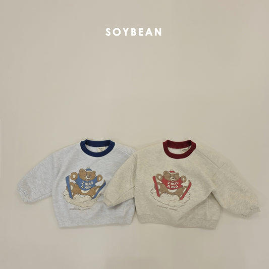 (Pre-order) Soybean Kids Winter - Ski Bear Fleece-Lined Sweatshirt 스키곰양기모맨투맨 (2 Colors)