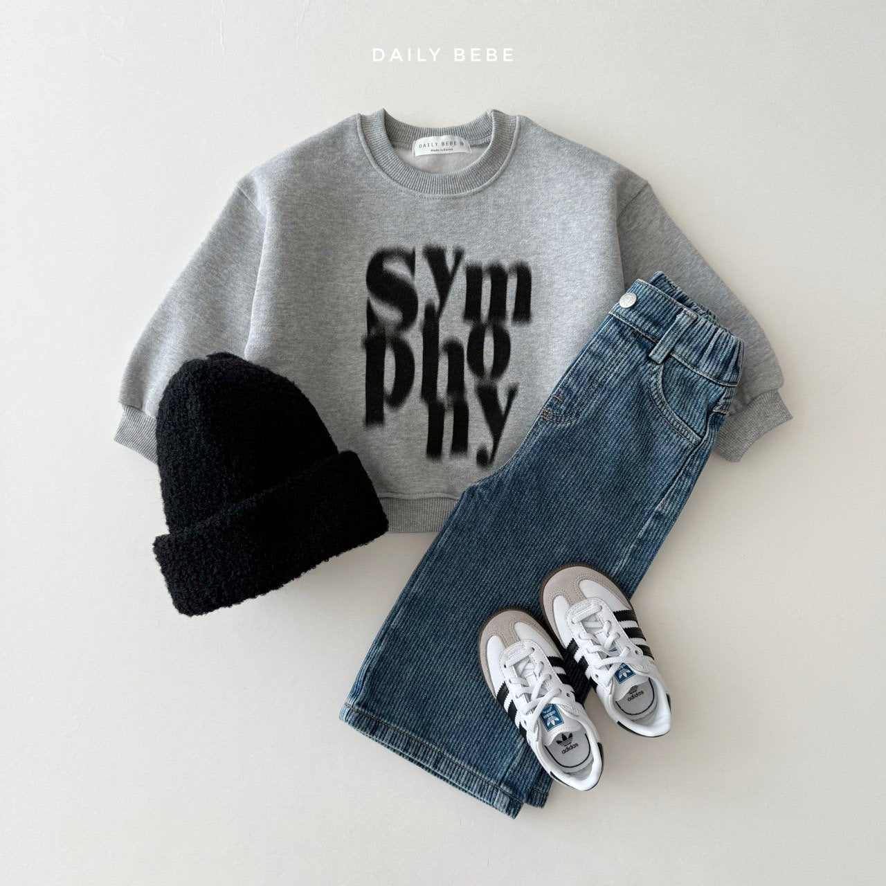 (Pre-order) Daily Bebe Winter - Kids' Fleece-Lined Denim Pants 기모 데님팬츠 (2 Colors)