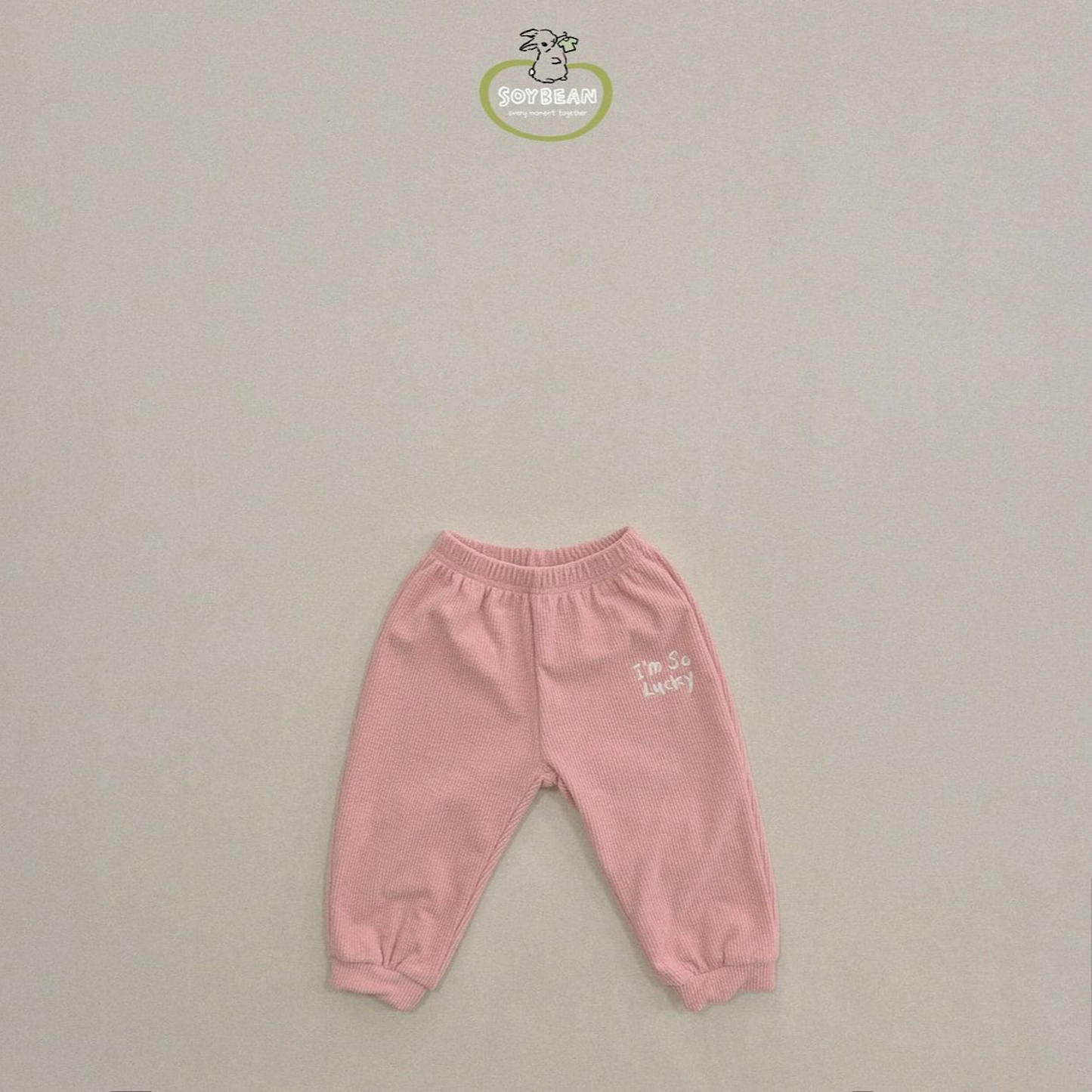 (Pre-order) Soybean Kids - Lucky Fleece-Lined Sweatpants 럭키기모골지팬츠 (3 Colors)